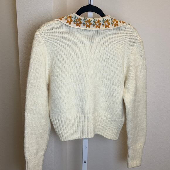 Zara Womens Sweater Cardigan Cream Orange Camisole Flower Two Piece Medium - Picture 3 of 8
